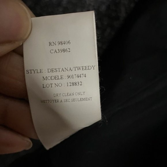 Theory Women's Destana Tweedy Charcoal Longline Button Coat - Picture 8 of 8